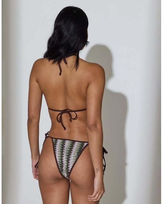 South Beach Brown Sequin Crochet Triangle And Tie Side Brief Bikini Set
