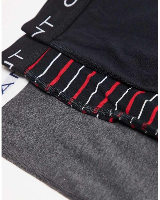 Gant Blue 3-pack Stripe Trunks With Logo Waistband for men