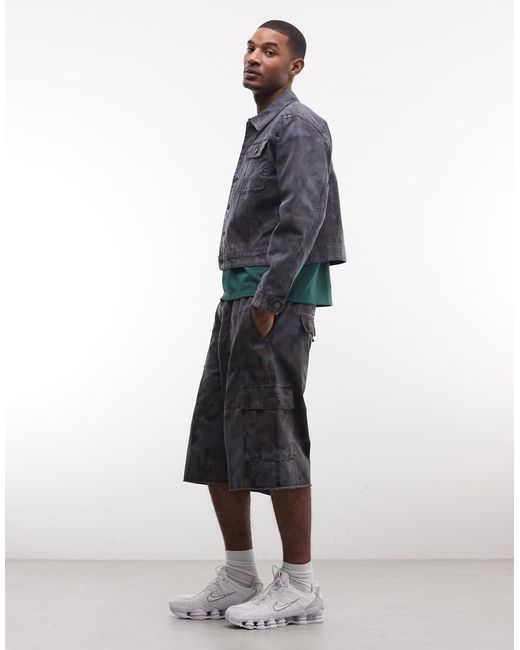 Weekday Blue Co-ord baggy Cargo Shorts for men