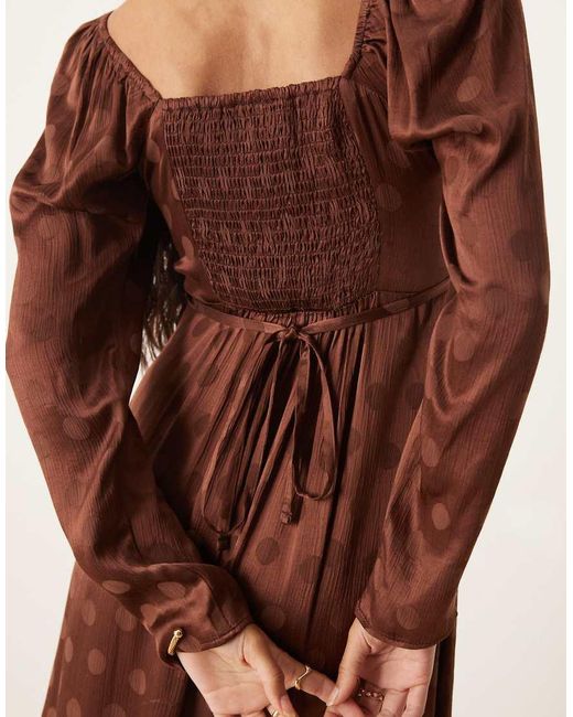 Nobody's Child Brown Abbey Satin Square Neck Maxi Dress