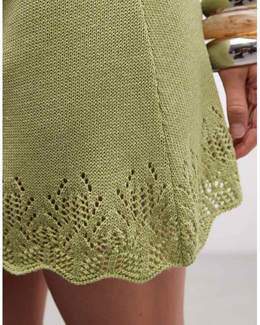 Reclaimed Vintage Green Festival Knit Mini Skirt