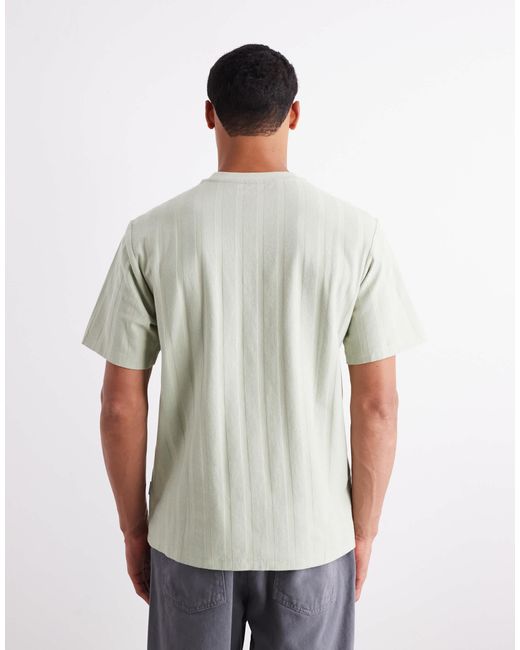 T-shirt oversize à rayures texturées JJ Rebel pour homme en coloris White