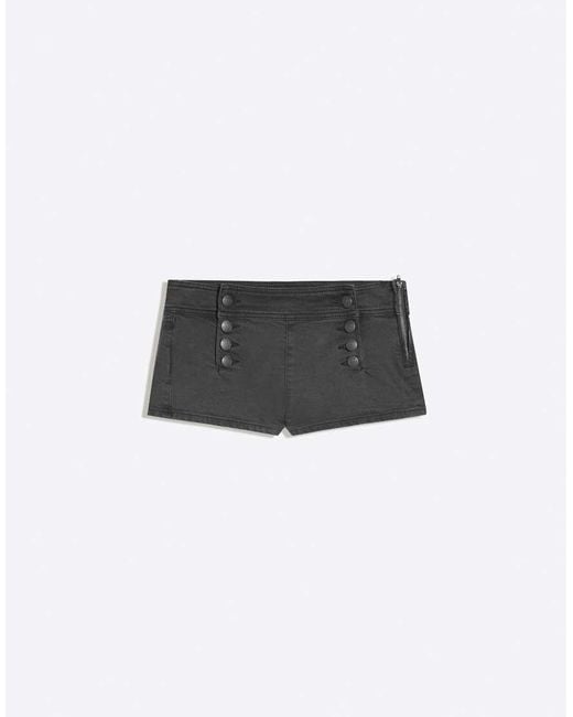 Bershka Black Mini Button Shorts