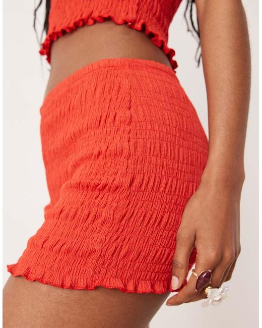 ASOS Red Co-ord Shir Micro Shorts
