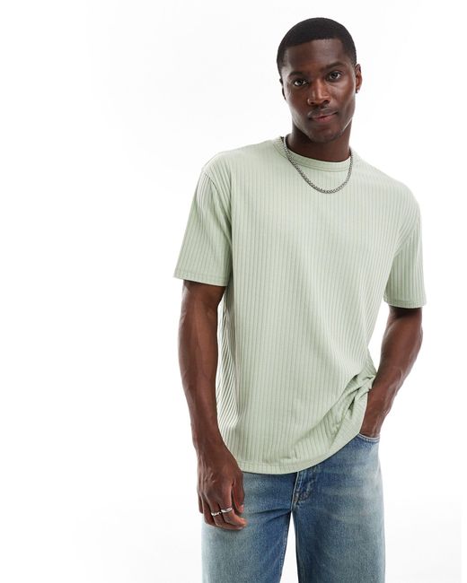 T-shirt côtelé décontracté - sauge ASOS pour homme en coloris Green