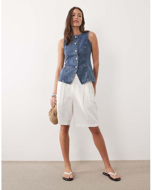 Threadbare Blue Crew Neck Denim Waistcoat