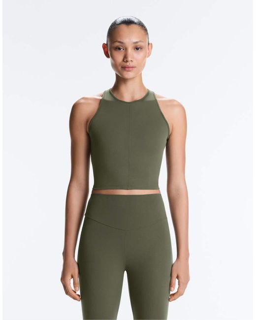 Oysho Green Comfortlux Open Back Halter Tank Top