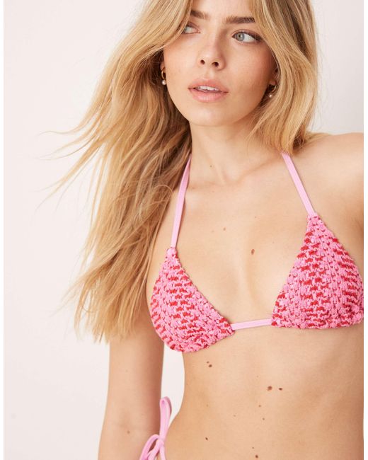Mango Pink – gestricktes triangel-bikinioberteil
