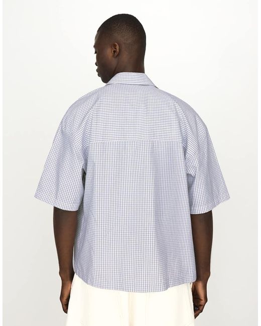 Bershka White Embroidered Short Sleeve Shirt for men