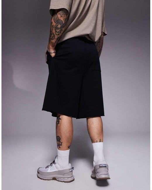 Pantalones Cortos Negros De Corte Alargado Extragrande De ASOS de hombre de color Black