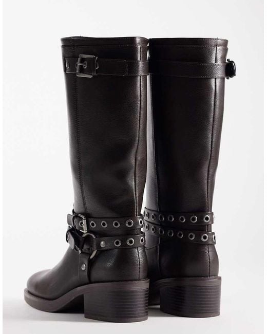 ASOS Black Cassandra Eyelet Biker Boot