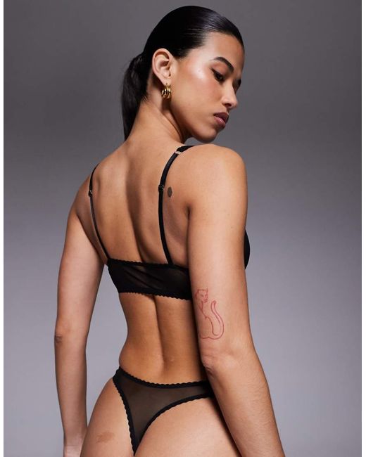 ASOS Black Mila Sheer Mesh High Leg Thong