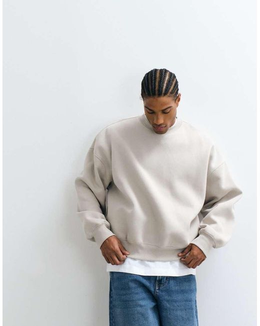 Cotton On White Relaxed Crew Sweatshirt for men