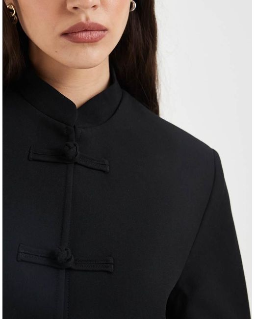 ASOS Black Boxy Throw On Mandarin Collar Blazer