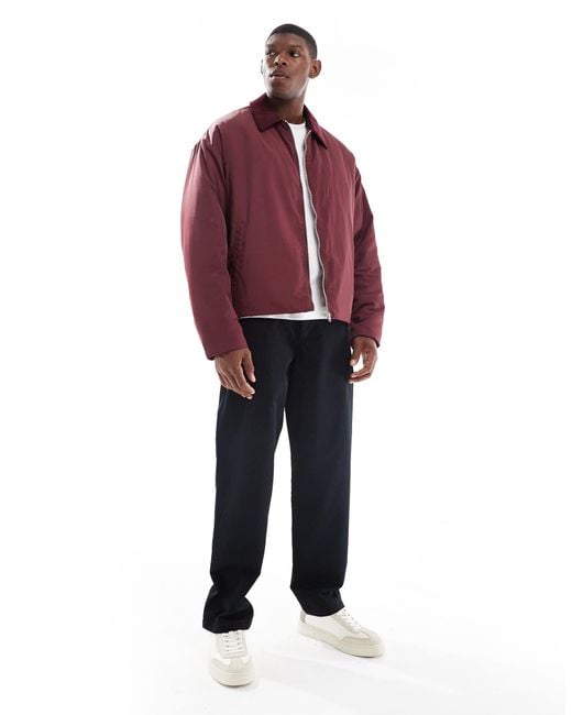 ASOS Red Oversized Jacket With Cord Collar for men
