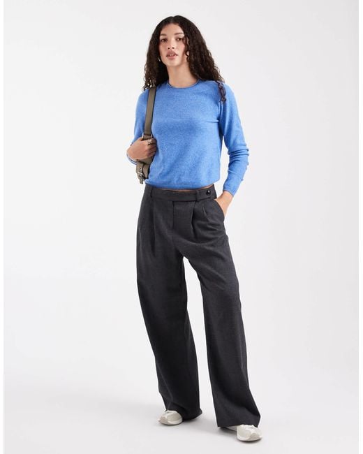 ONLY Blue Round Neck Long Sleeve Knit Top