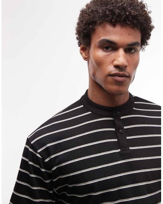 ASOS Black Relaxed T-shirt With Henley Neck for men