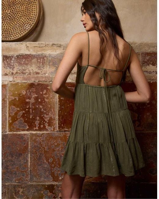 Stradivarius Green Short Dress With Open Back