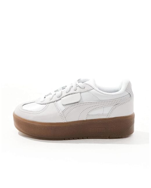PUMA White Palermo Elevata Platform Sneakers