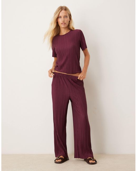 T-shirt plissé d'ensemble - bordeaux Vila en coloris Purple