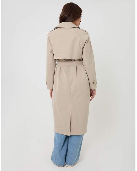 Threadbare Natural Double Breasted Longline Trench Coat