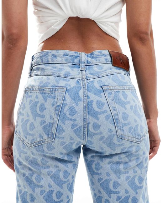 Calvin Klein Blue Signature 90s All Over Print Jeans