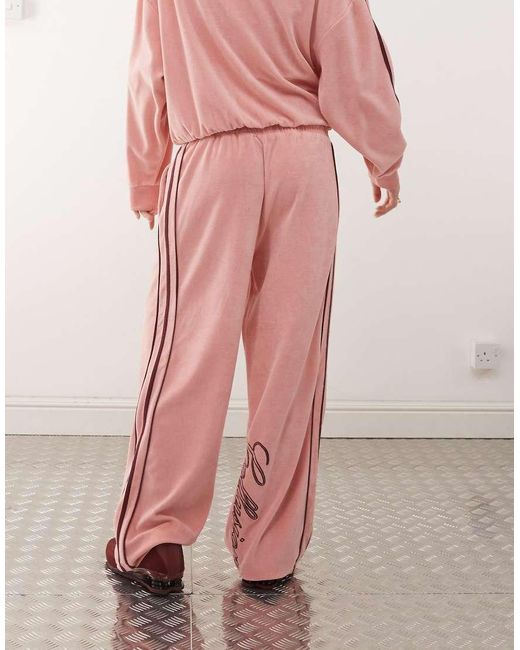 Collusion Pink Embroidered Velour Sweatpants