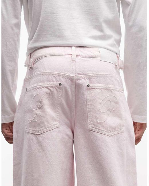 Liquor N Poker White Relaxed baggy Jeans for men