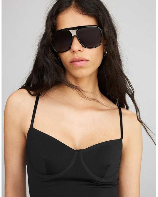 Bershka Black Sweetheart Neckline Camisole Top