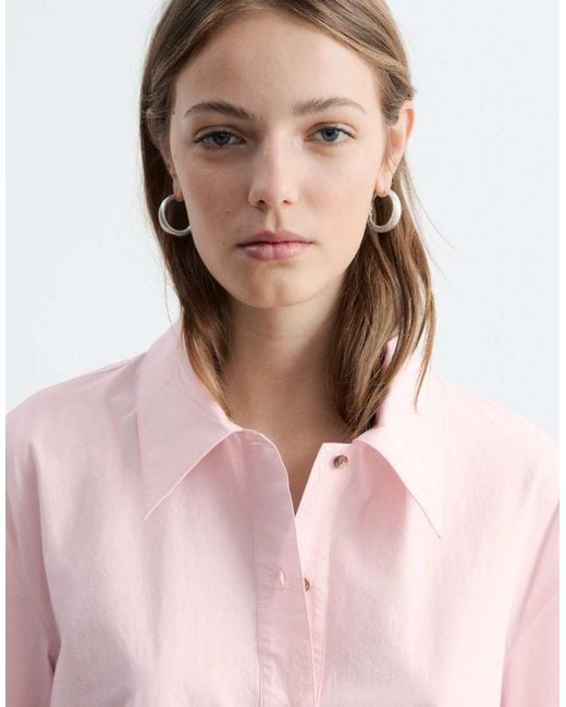 & Other Stories Pink Pure Cotton Poplin Polo Mini Dress