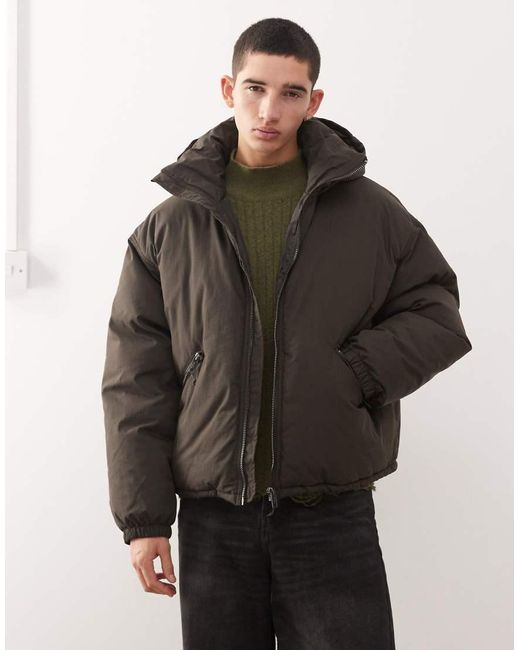 Weekday Black Floyd Puffer Bomber Jacket for men
