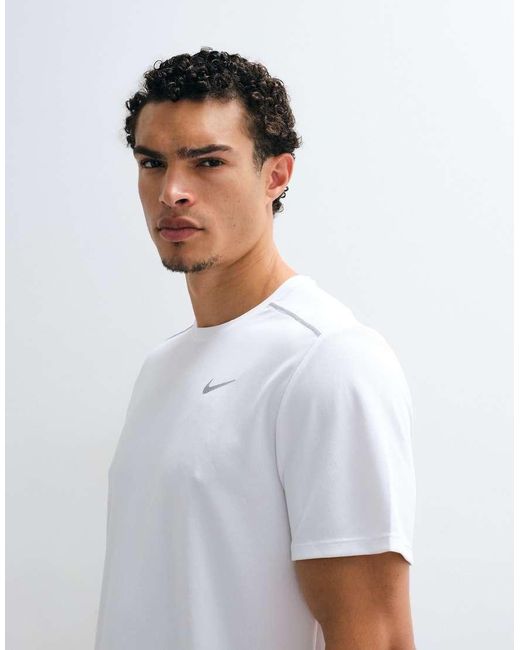 Nike White Miler Dri-Fit Uv-Protection T-Shirt for men