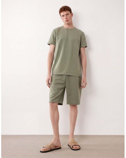 Brave Soul Green Textured Crew Neck T-shirt for men