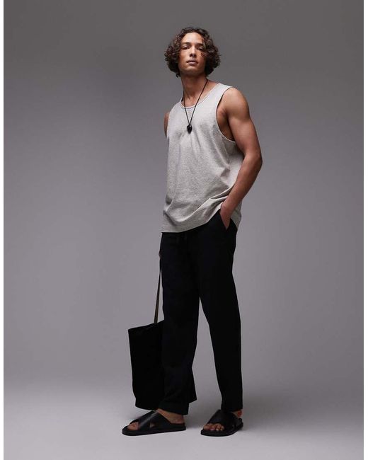 Topman Gray Fine Stripe Vest for men