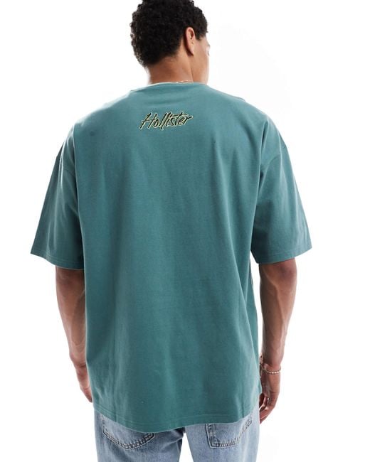 Hollister Blue baggy Motif Detail T-shirt for men