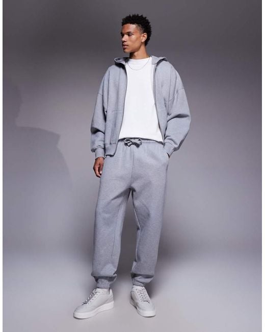 ASOS Gray Premium Heavyweight Extreme Oversized Zip Through Hoodie for men