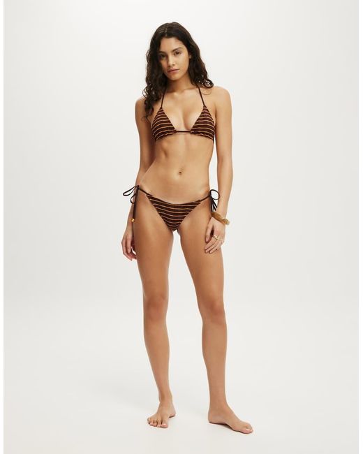 Cotton On Natural Sunspun Micro Knit Slider Triangle Bikini Top