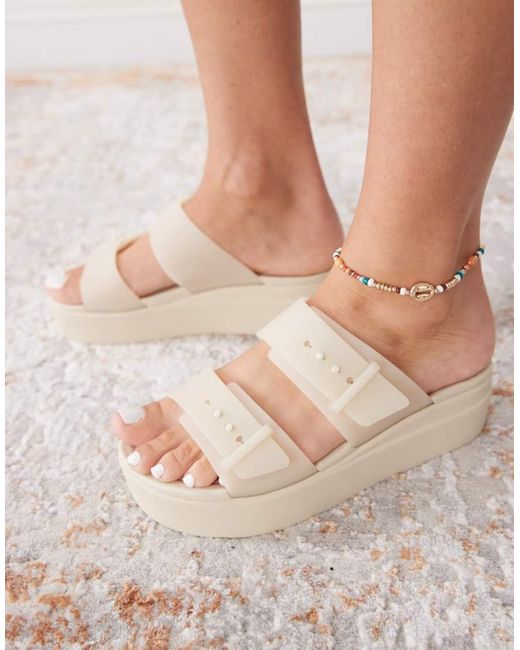 CROCSTM Natural Brooklyn Buckle Low Wedge