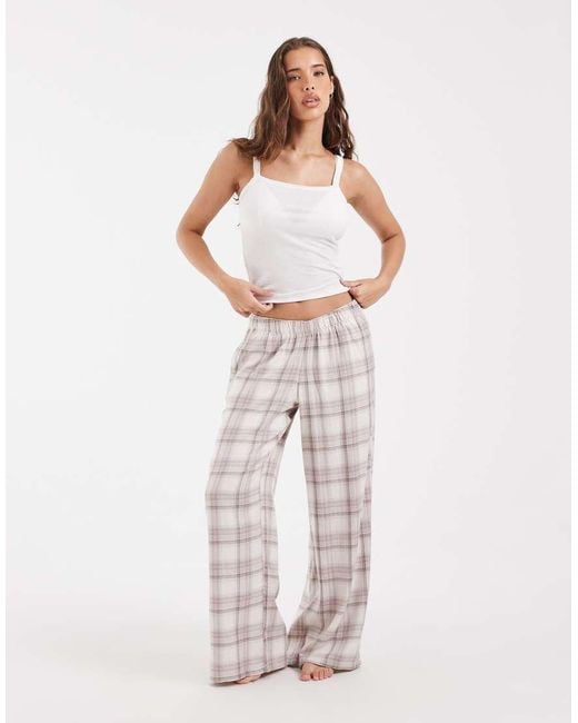 Hollister Natural Cosy Wide Leg Flannel Pyjama Bottoms