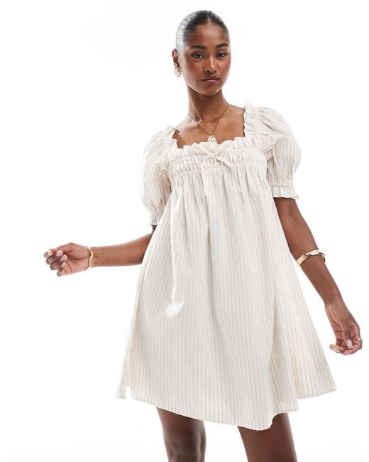 Miss Selfridge White Yarn Dyed Stripe Smock Dress