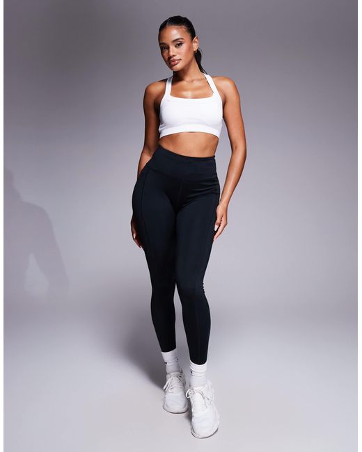 4505 White Icon Medium Support Square Neck Sports Bra With Adjustable Straps