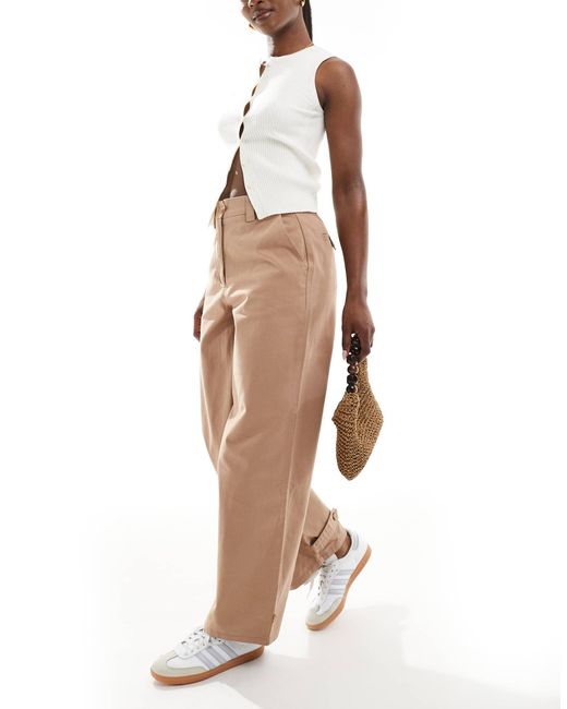 ASOS White Barrel Trousers With Tab Detail