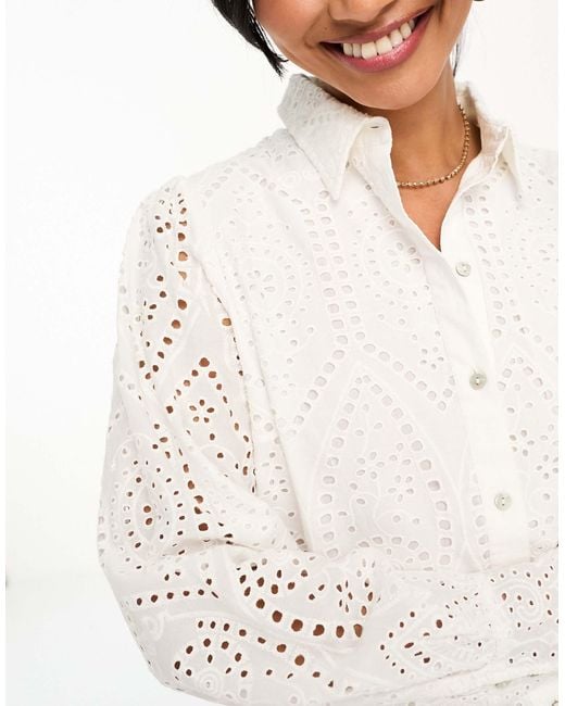 Y.A.S White Broderie Shirt With Scalloped Cuffs