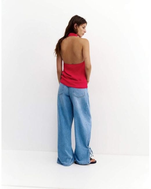 Pull&Bear Red Flowing Halter Top