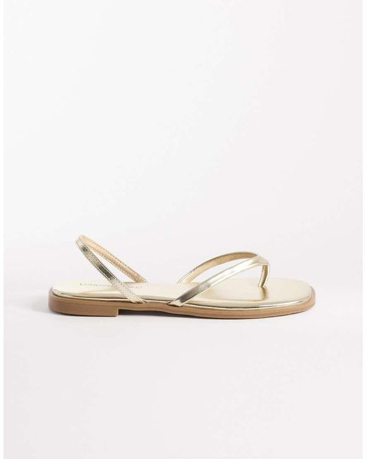 London Rebel Natural Florie Flat Sandal