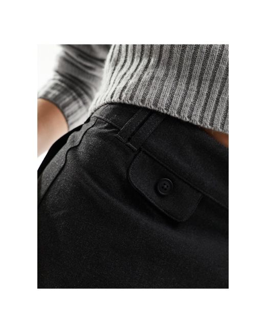 Pull&Bear Black Pleated Tailored Micro Mini Skirt