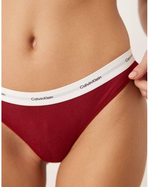 Calvin Klein Red Cotton Stretch Rib Bikini Brief