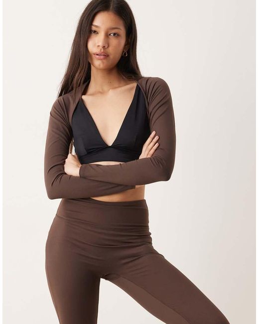 Gina Tricot Brown Mix And Match Soft Yoga Bolero