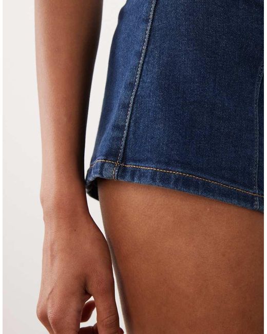 GOOD AMERICAN Blue Denim Low Waist Micro Shorts