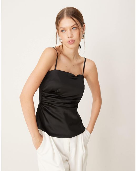 Abercrombie & Fitch Black Sculpt Satin Strapless Top